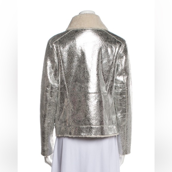 Loeffler Randall Reversible Silver Leather and Shearling Moto Jacket - Picture 7 of 15